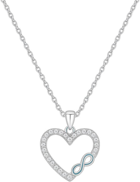 KIANJA Herzkette 925 Sterling Silber – Infinity Herz Anhänger mit Zirkonia