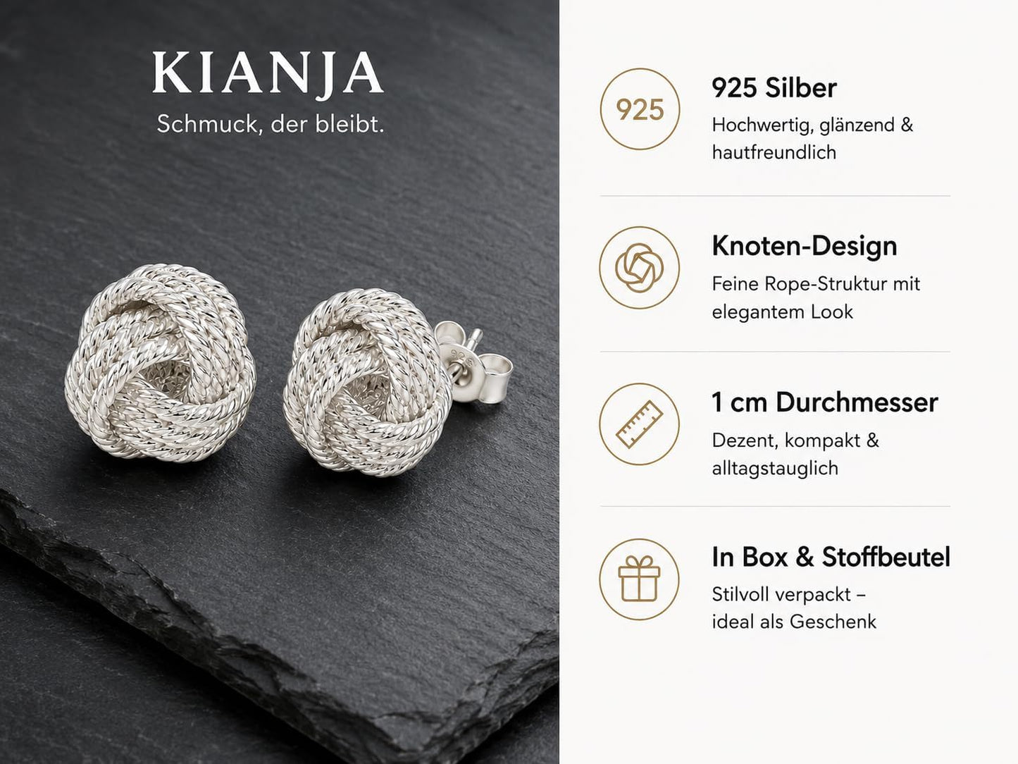 KIANJA Ohrstecker Seilknoten Geschenkbox